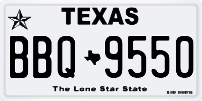 TX license plate BBQ9550