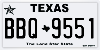 TX license plate BBQ9551