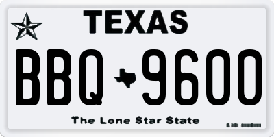 TX license plate BBQ9600