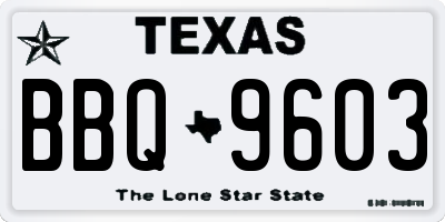 TX license plate BBQ9603