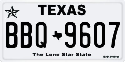 TX license plate BBQ9607