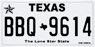 TX license plate BBQ9614