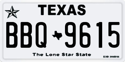 TX license plate BBQ9615