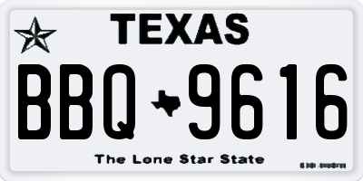 TX license plate BBQ9616