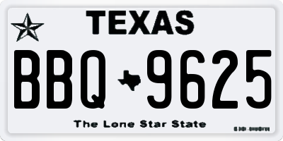 TX license plate BBQ9625