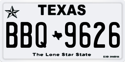 TX license plate BBQ9626