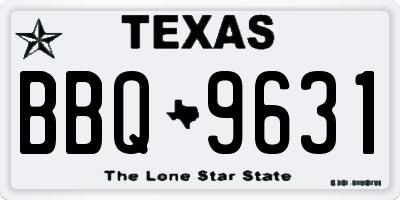 TX license plate BBQ9631