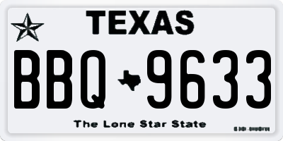 TX license plate BBQ9633