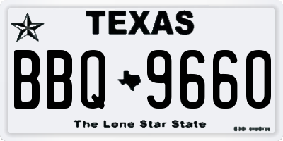 TX license plate BBQ9660