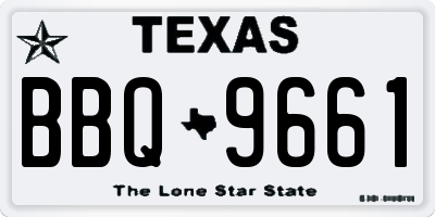 TX license plate BBQ9661