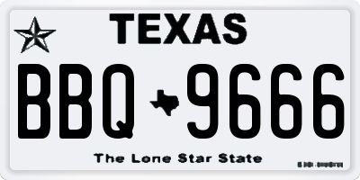TX license plate BBQ9666