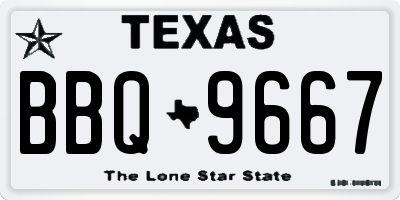 TX license plate BBQ9667