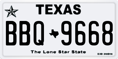 TX license plate BBQ9668