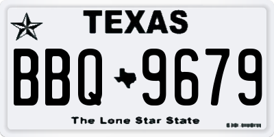 TX license plate BBQ9679