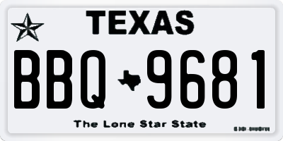 TX license plate BBQ9681