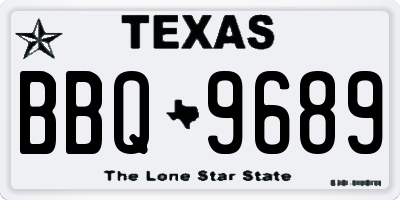 TX license plate BBQ9689
