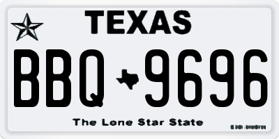 TX license plate BBQ9696