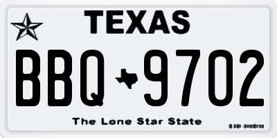TX license plate BBQ9702