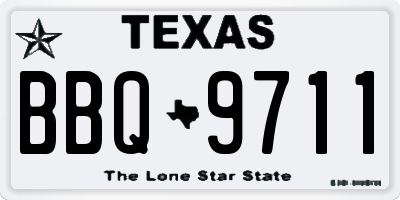 TX license plate BBQ9711
