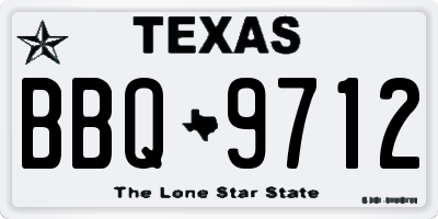 TX license plate BBQ9712