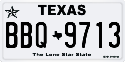 TX license plate BBQ9713