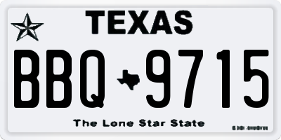 TX license plate BBQ9715