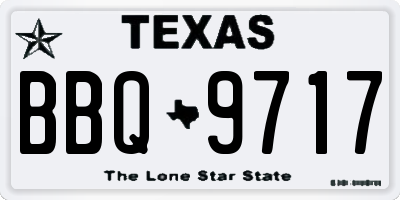 TX license plate BBQ9717
