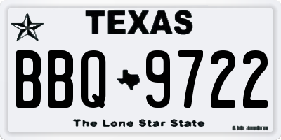 TX license plate BBQ9722