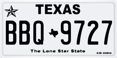 TX license plate BBQ9727