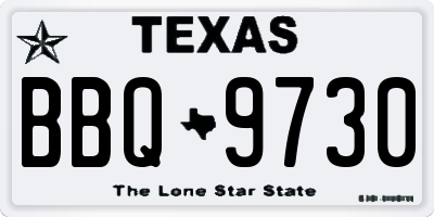 TX license plate BBQ9730