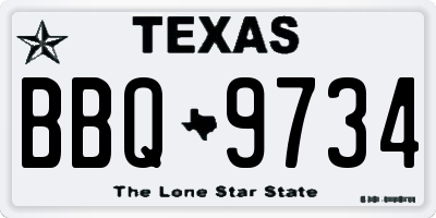 TX license plate BBQ9734