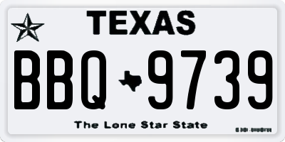 TX license plate BBQ9739