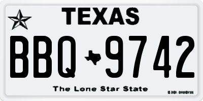 TX license plate BBQ9742