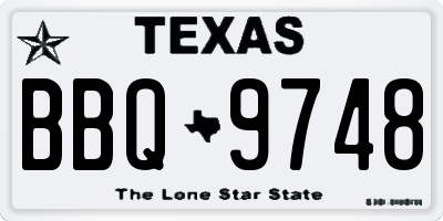 TX license plate BBQ9748