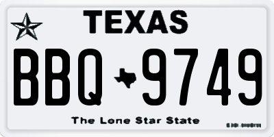 TX license plate BBQ9749