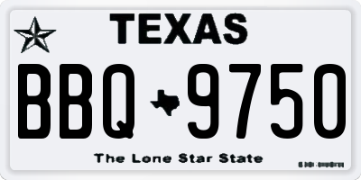 TX license plate BBQ9750
