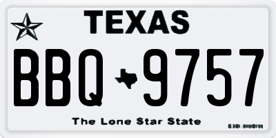 TX license plate BBQ9757
