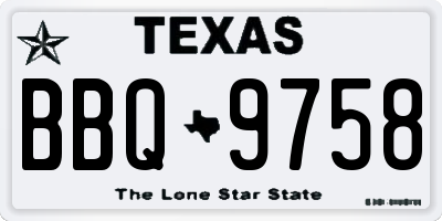 TX license plate BBQ9758