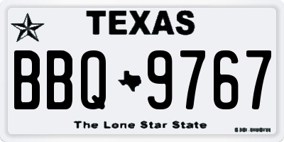 TX license plate BBQ9767