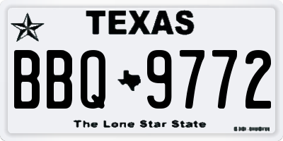 TX license plate BBQ9772