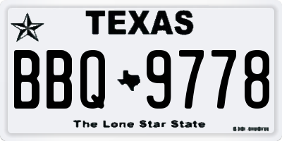 TX license plate BBQ9778