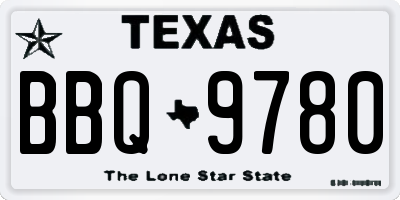 TX license plate BBQ9780