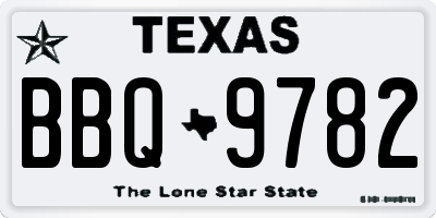 TX license plate BBQ9782