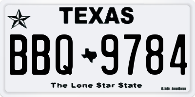 TX license plate BBQ9784