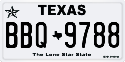 TX license plate BBQ9788