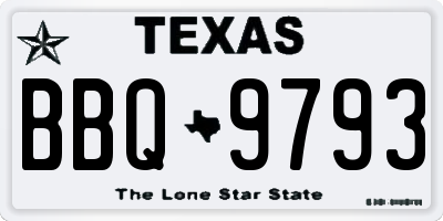 TX license plate BBQ9793