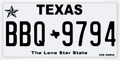 TX license plate BBQ9794