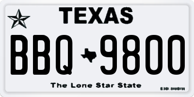 TX license plate BBQ9800