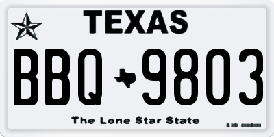 TX license plate BBQ9803