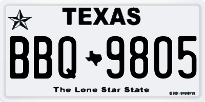 TX license plate BBQ9805